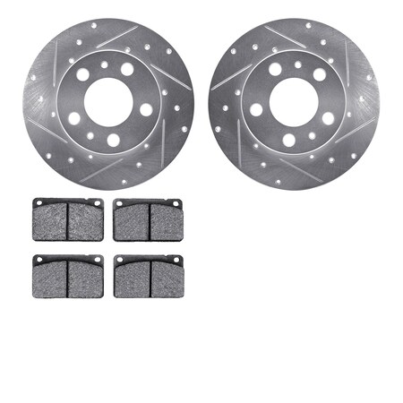 Dynamic Friction Co 7602-27003, Rotors-Drilled and Slotted-Silver with 5000 Euro Ceramic Brake Pads, Zinc Coated 7602-27003